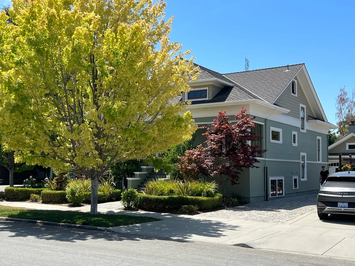 Grey and white two-story home exterior